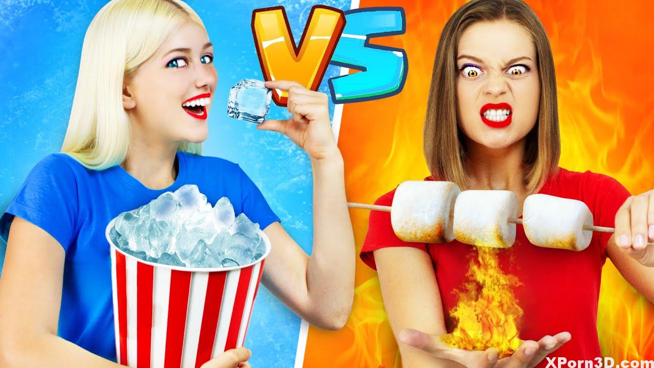HOT GIRL VS COLD GIRL CHALLENGE || Hearth vs Ice by RATATA